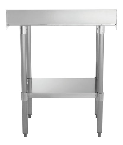 Kratos Stainless Steel Kitchen Prep Table 24" Dx36 W with Backsplash and Undershelf, NSF Worktable for Restaurants - 18ga/430SS (28W-045)