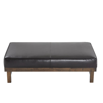 Christopher Knight Home Hillman PU Ottoman with Wood Frame,Rectangular Upholstered Footrest Bench,Non Storage Faux Leather Ottoman Bench for Living Room Bedroom Entryway Home Decor,Brown