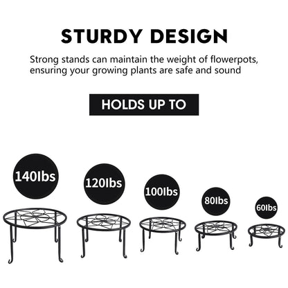 Autopromake 5 Pack Metal Plant Stands,Heavy Duty Potted Holder for Flower Pot,Indoor Outdoor Metal Rustproof Iron Garden Container Round Supports Rack for Planter