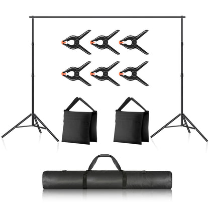 NEEWER Photo Studio Backdrop Support System + AP100C 105W RGB LED Panel Video Light with Barn Doors Dual Cooling Fans, Background Stand with 4 Crossbars, 6 Clamps, 2 Sandbags, Bag, Max Load 8.8lb/4kg