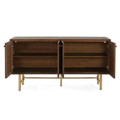 Christopher Knight Home Dodie Wooden Sideboard Cabinet, Large Sideboard Buffet Cabinet, Living Room Accent Storage Cabinet with Adjustable Shelves,Kitchen Cabinet Organizer for Coffee Bar,Walnut Brown