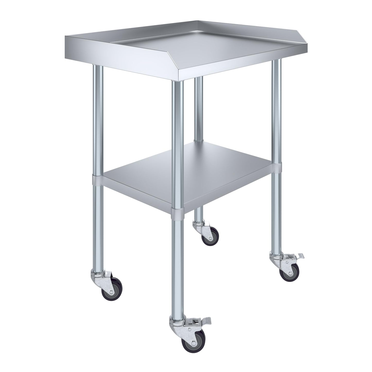 AmGood Commercial Work Table with Backsplash and Sidesplashes with Casters | NSF (Stainless Steel Table with Sideguards + casters, 30" Long x 24" Deep)