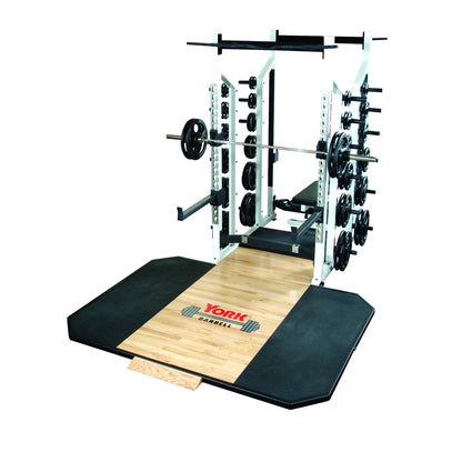 STS Double Half Rack White Commercial Strength Training Rack with Dual Stations, Pull-Up Bar, Adjustable Hook Plates & Plate Storage for Gym Equipment