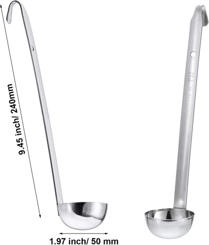 meekoo 3 Pieces Stainless Steel Ladle, Soup Handle Ladle with Pouring Rim for Kitchen Cooking (1 oz)