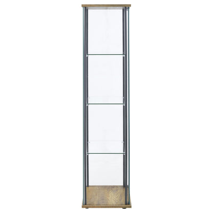 Coaster Home Furnishings - Bellatrix - Glass - 3-Shelf Curio Cabinet with Metal Frame, One Door, and Black Hardware - Living Room - 64-Inch - Mango - 950172MGO