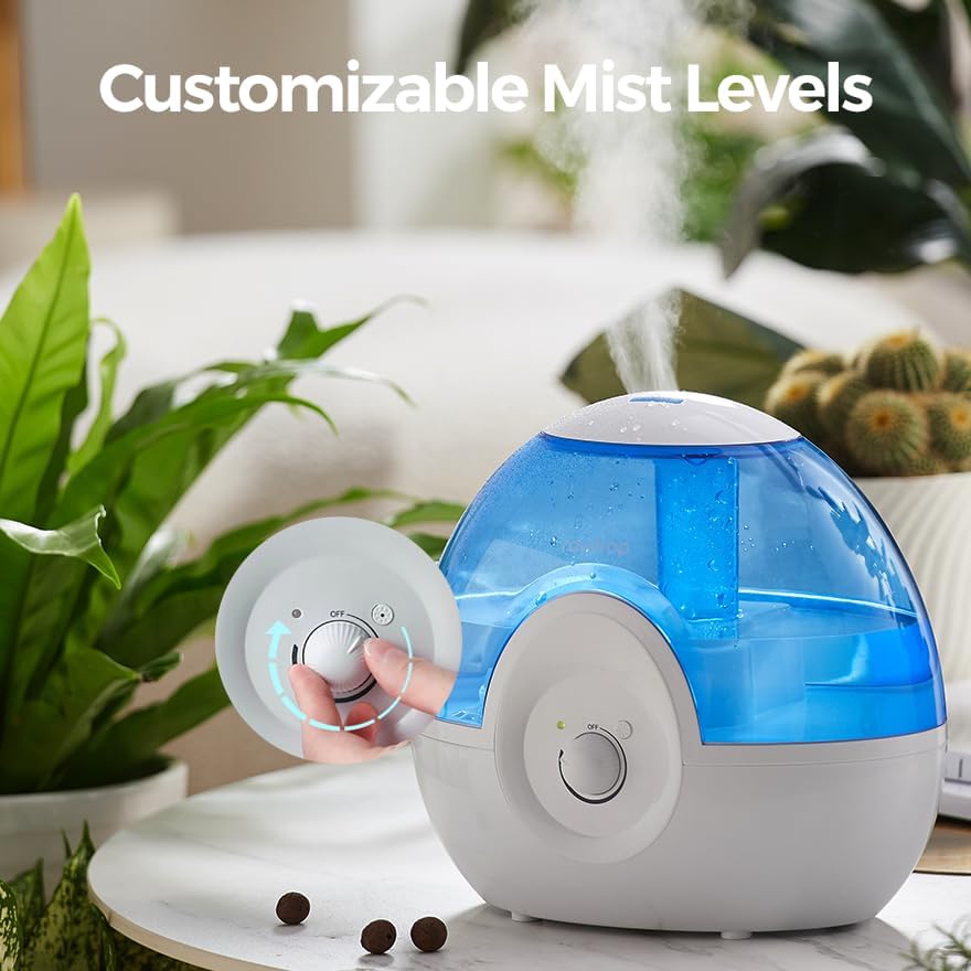 raydrop Cool Mist 2.2L Humidifier for Bedroom, Whisper-Quiet Ultrasonic, Auto Shut-Off, Night Light