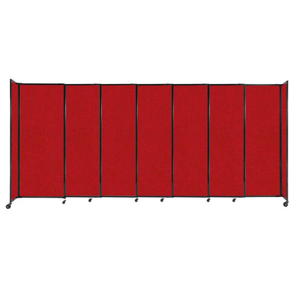 Versare Straightwall Sliding Portable Wall Partition | Freestanding Office Dividers | Locking Wheels | Temporary Room Separator | 15'6'' Wide x 6'10'' Tall Red Fabric Panels