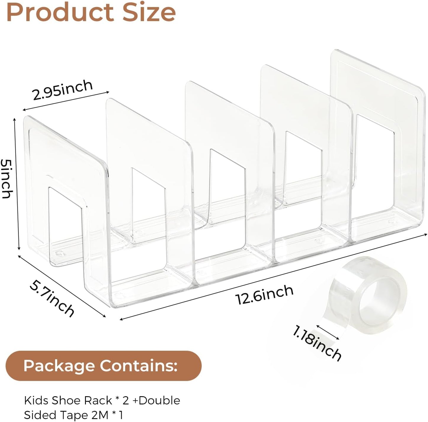 Closet 4 2PC Clear Acrylic Kids Shoe Rack for Organizers and Storaget, Baby Shoe Storage Small Shoe Rack Sections Kids