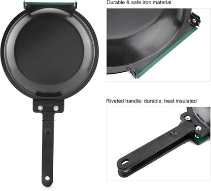 Jerliflyer Double Sided Nonstick Frying Pan, Round Pancake Maker, Coated Bread and Egg Pan