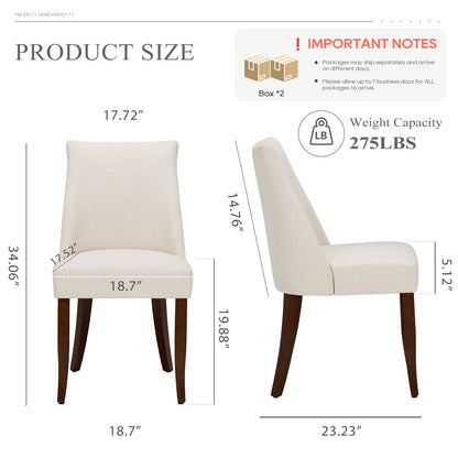 COLAMY Upholstered Dining Chairs Set of 4, Mid Century Modern Kitchen Chairs with Back, Farmhouse Fabric Side Dining Room Chairs with Wood Legs for Dining Room Restaurant, Beige