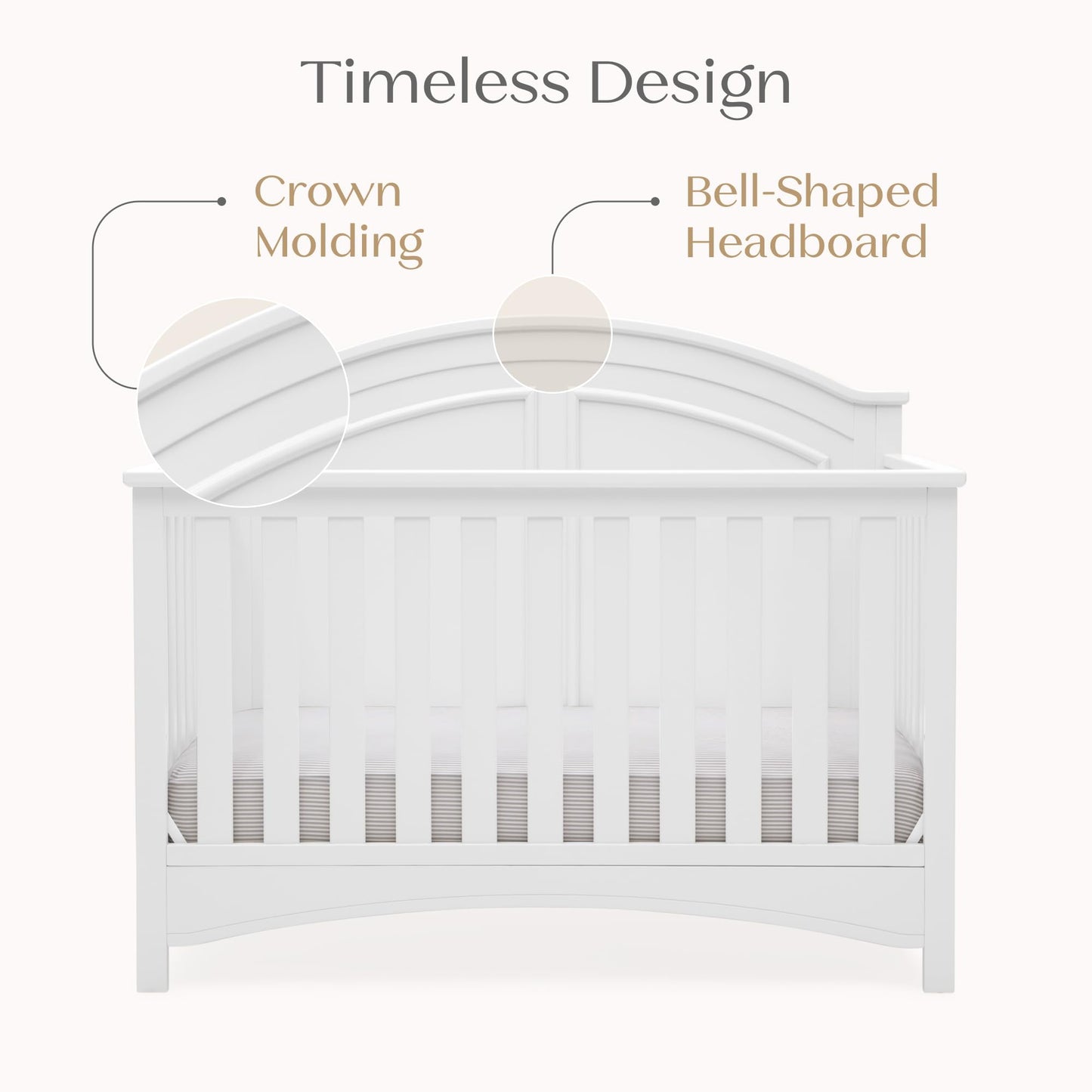 Delta Children Perry 6-in-1 Convertible Crib - Greenguard Gold Certified, Bianca White