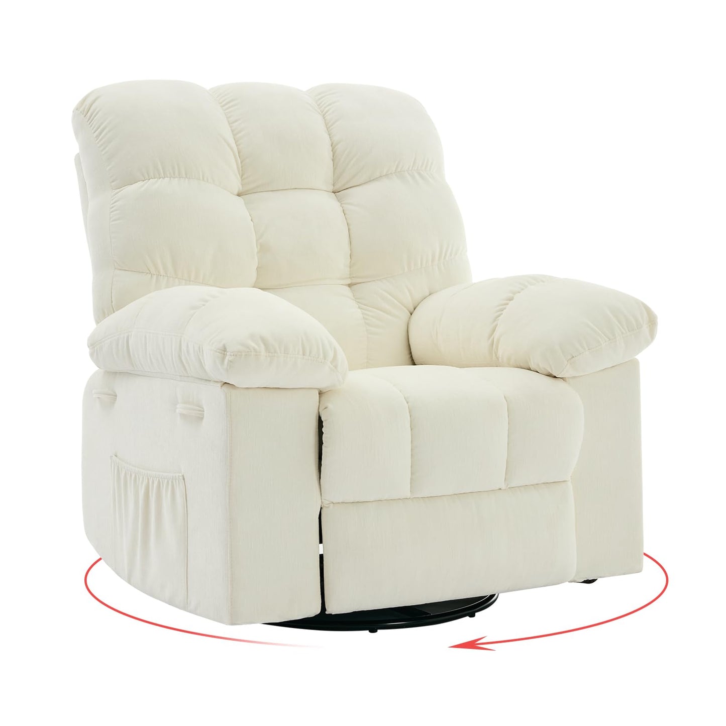 Garvee Rocking Recliner Chair, 360° Swivel Rocker Chair for Living Room, Upholstered Fabric Glider Nursery Chair with Side Pockets for Small Spaces, q235 Steel Frame Lazy Boy Recliner Single Sofa