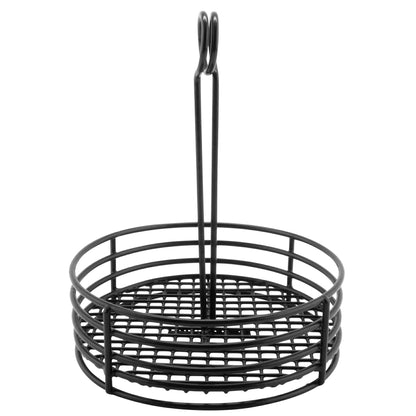 G.E.T. 4-31860 Black Round Stainless Steel Condiment Caddy Iron Teflon Coated Table Caddies Collection