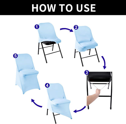 Ascoza 6 Pack Blue Mist Spandex Folding Chair Covers in Stretch Washable Fabric for Wedding, Party,Holidays,Celebration
