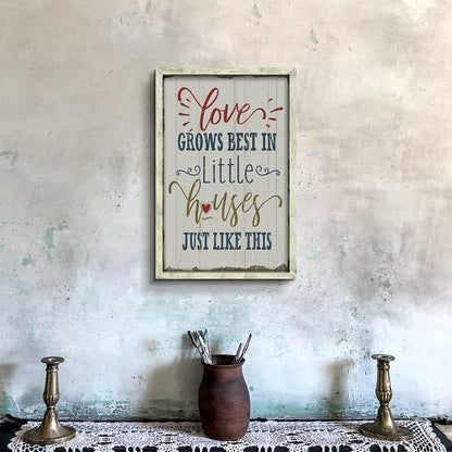Rustic Home Sign Wall Decor: Farmhouse Family Quotes Wood Framed Art Print Inspirational Love Saying Picture Artwork for Bedroom Living Room Country House Decorations