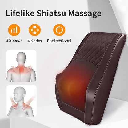 Boriwat Back Massager with Heat, Neck Massager for Pain Relief Deep Tissue, 3D Kneading Massage Pillow for Back, Neck, Shoulder, Legs, Gifts for Women Men Mom Dad