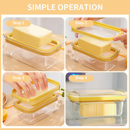 Airtight Butter Slicer Cutter, 2-in-1 Butter Slicer & Storage Container Dish with Lid for Fridge, Stainless Steel Cutting Grid Easy Cutting Two 4oz Sticks for Home Kitchens