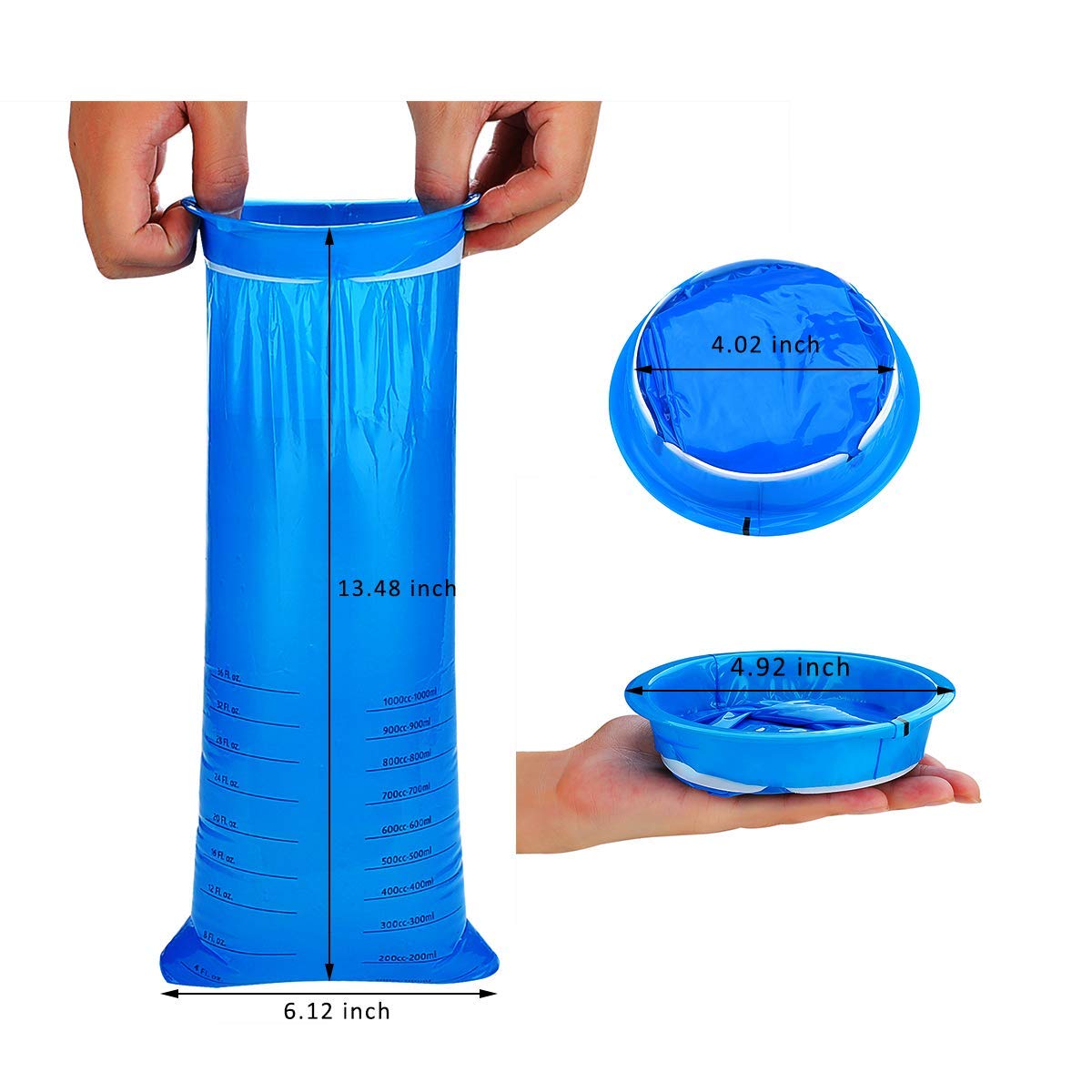 Valchoose 60 Pack Barf Bags Disposable, Portable Puke Bags, 1000ml High Density Blue, Leak Resistant Perfect for Morning Sickness, Kids, Adults, Pregnant Women, Taxis Drivers, Car Motion Sickness