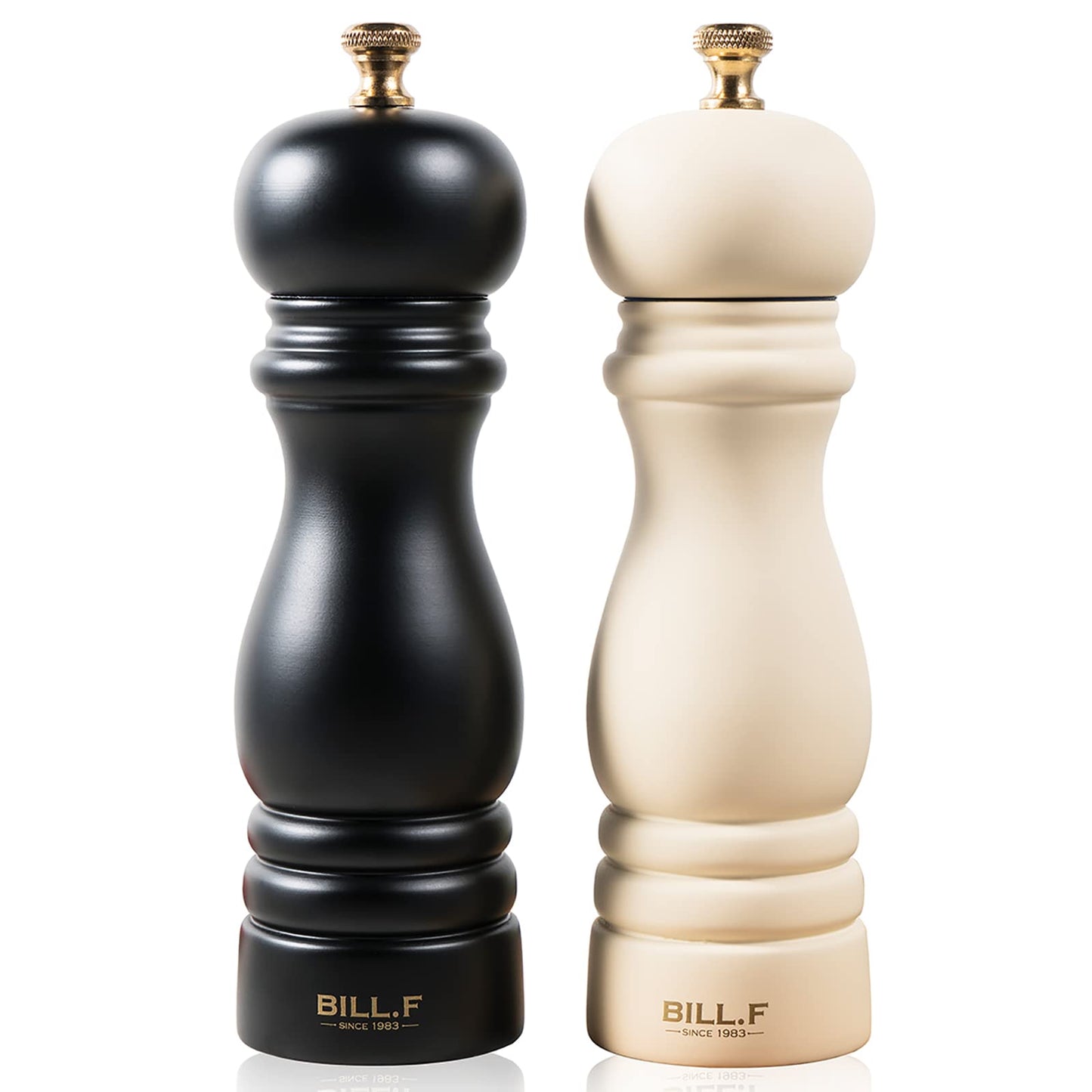 Salt and Pepper Grinder Pepper Mill Grinder Pepper Grinders Shakers Salt Mill Set of 2 with Adjustable Ceramic Rotor 7 Inch Black and White