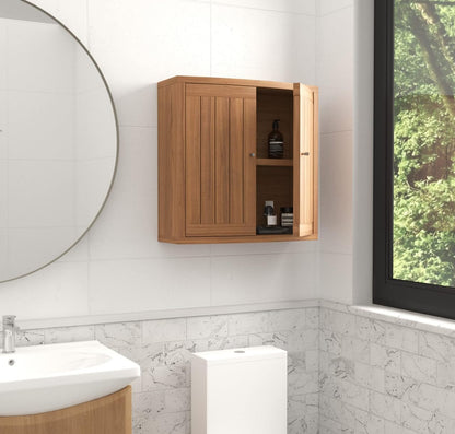 AquaTeak Manada Wall-Mounted Teak Storage Cabinet with Doors
