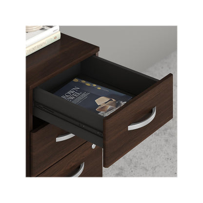 Bush Business Furniture Hybrid 3 Drawer Mobile File Cabinet-Assembled, Black Walnut