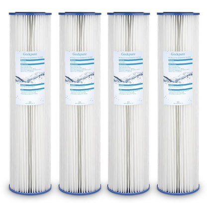Geekpure Whole House Pleated PP Polypropylene Sediment Replacement Filters -4.5" x 20"-5 Micron -Pack of 4