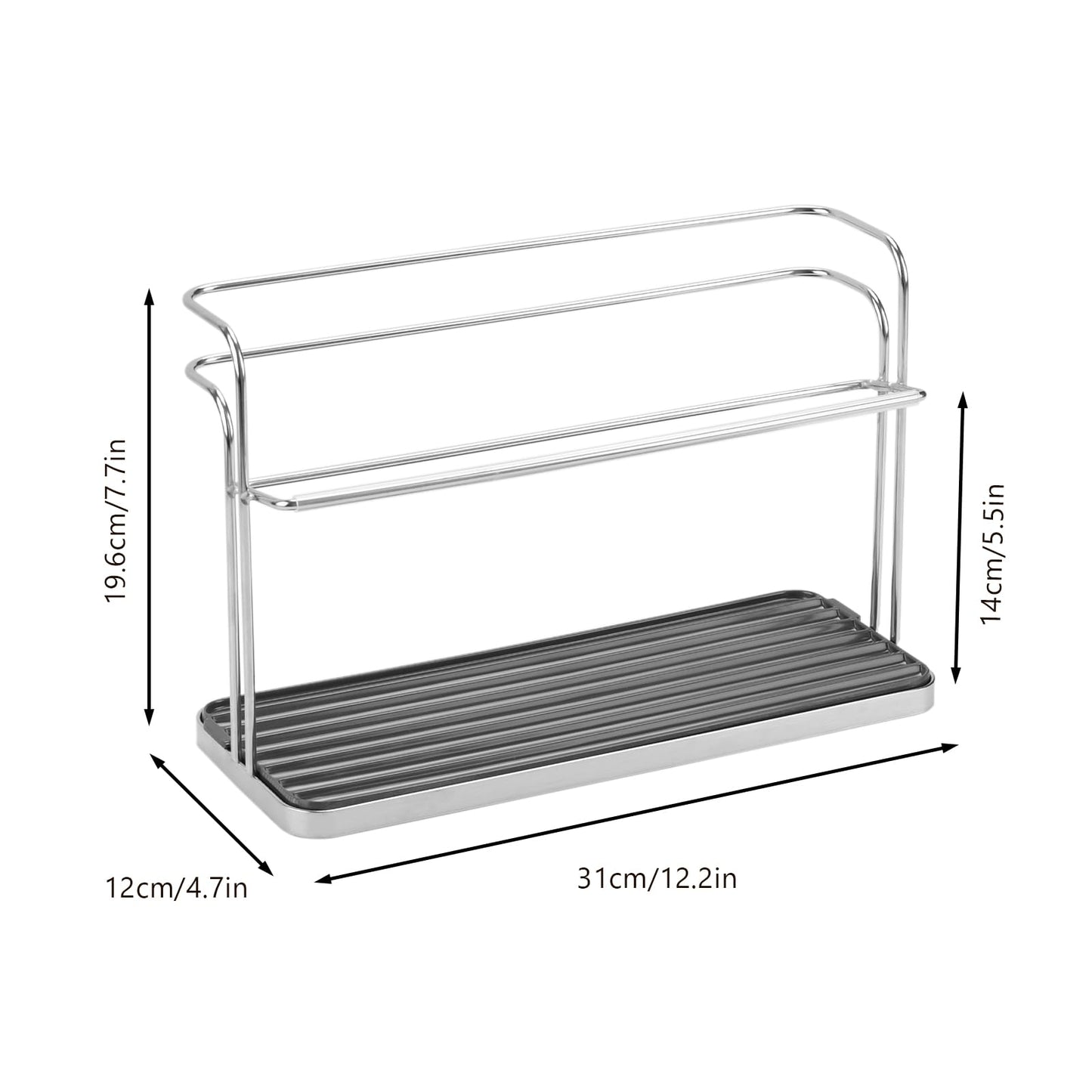 XHKDSYMC Bottle & Cup Drying Rack with Drain Tray (Stainless Steel Silver)