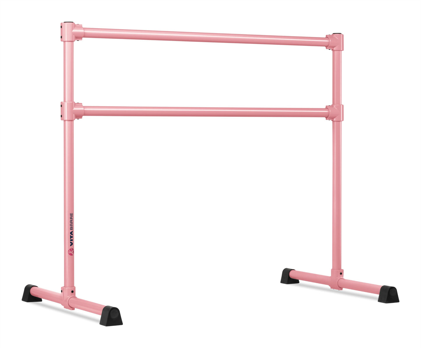 VITA Barre Portable Freestanding Double Ballet Barre, Extreme, 5 Ft Bars, Light Pink, Steel | Fixed Height, Made in USA, Home or Gym Exercise Equipment for Kids & Adults | Dance, Fitness, Pilates
