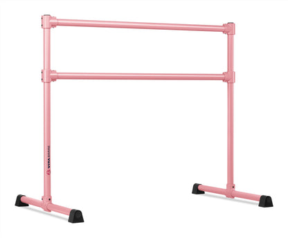 VITA Barre Portable Freestanding Double Ballet Barre, Extreme, 5 Ft Bars, Light Pink, Steel | Fixed Height, Made in USA, Home or Gym Exercise Equipment for Kids & Adults | Dance, Fitness, Pilates