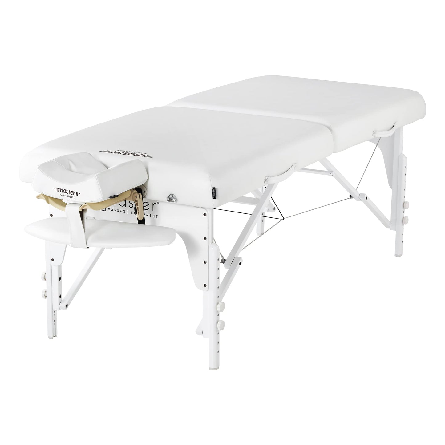 Master Massage 31" Montclair Pro Portable Massage Table Package, Memory Foam Cushioning, Reiki Panels, Shiatsu Cable Release- Tattoo Table, Spa Bed, Facial Bed - White