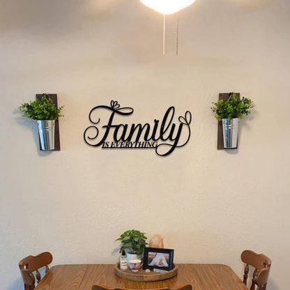 AHYS Family Wall Decor Rustic Metal Family Signs for Farmhouse Home Living Room Bedroom Decor (Everything)