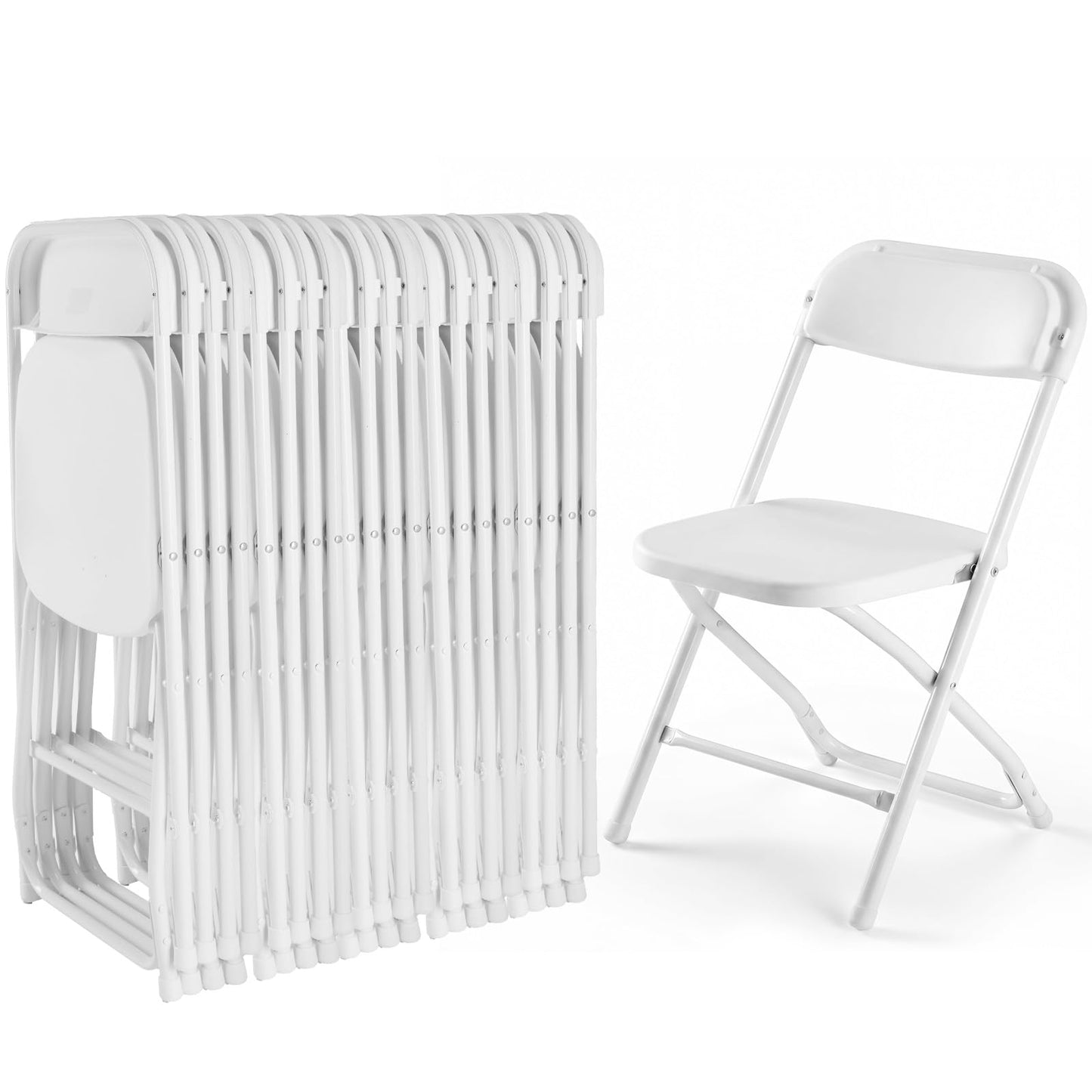 DUMOS Folding Chairs Sets of 20, 330lbs Capacity Plastic Stackable Home Office Chair, Portable Fold Up for Indoor Outdoor, Patio, Camping, Garden, Party, White