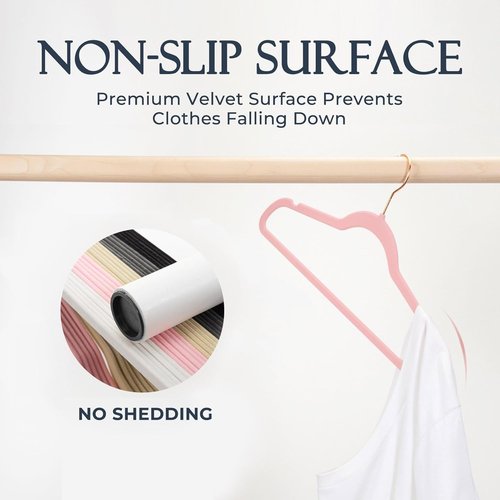 HOUSE DAY Pink Velvet Hangers - Premium Non-Slip Felt Clothes Hangers | 120 Pack, Durable & Space-Saving