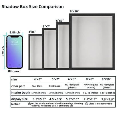 KAPIX Shadow Box 5x7 Picture Frame with Real Glass Deep Wood Memory Box Display case for Flowers,Ticket,Memorabilia,Keepsake,Medal,Art and Photos,Black