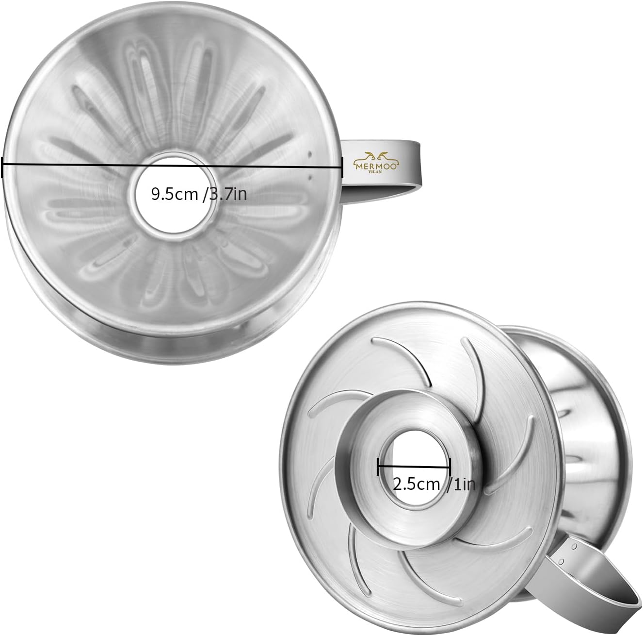 MERMOO YILAN Pour Over Coffee Dripper, Stainless Steel Reusable Cone Coffee Filter for Home Cafe