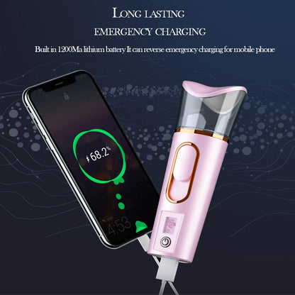 Handy Nano Facial Mister with Skin Analyzer Moisture Tester, Portable Nano Mist Sprayer Atomization Eyelash Extensions Steamer Mister,Mini Cool with Large Capacity,Face Moisturizing
