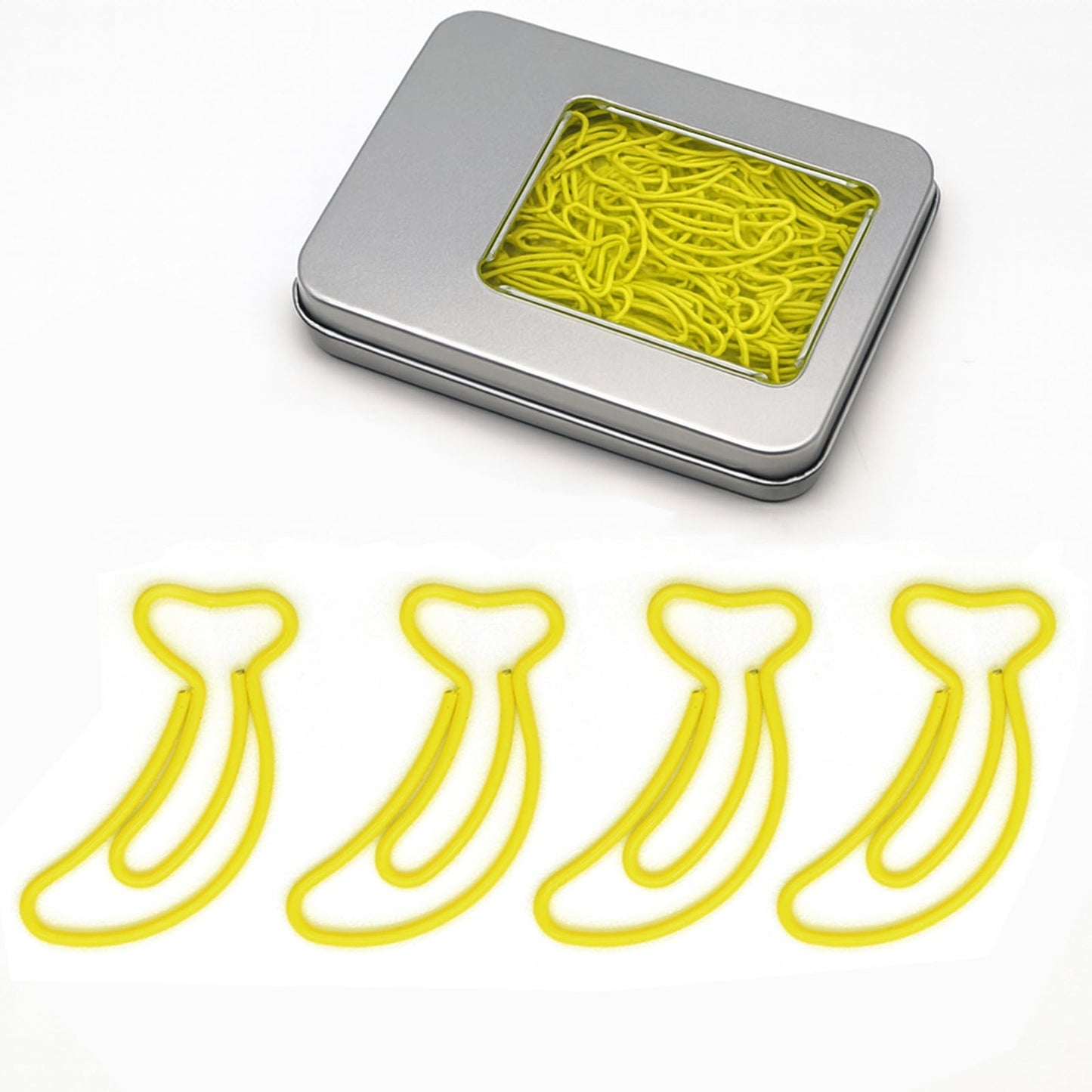 Haowuliao 60 Yellow Banana Paper Clips Bookmarks, Gift for Banana Lovers, Fruit Shop Owners