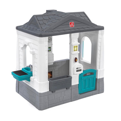 Step2 Neat & Tidy Cottage Kids Playhouse, Indoor and Outdoor Playset, Interactive Sounds, Toddlers 1.5+ Years Old, Easy to Assemble, Grey