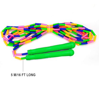 Coolrunner 16 FT Long Jump Rope(2 PACK), Double Dutch Jump Ropes, Soft Beaded Skipping for Kids Adults, Plastic Segmented Long Enough for 4-5 Jumpers