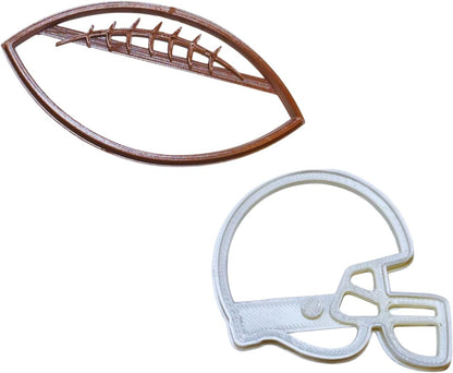 Football and Helmet Team Sport Athletics Game Day Set of 2 Cookie Cutters Made in USA PR1540