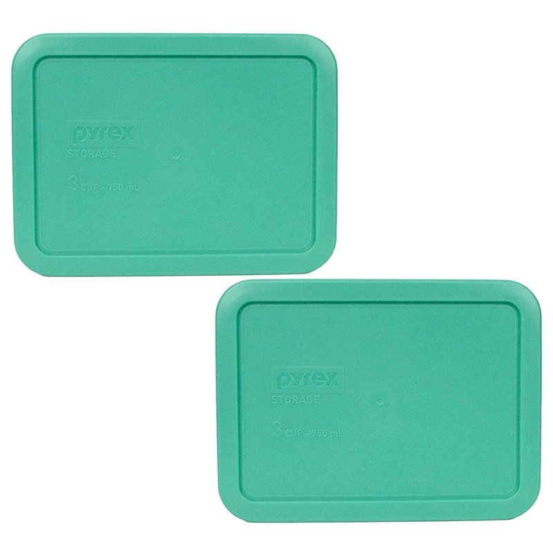 Pyrex Rectangular 3 Cup (750ml) Plastic Storage Cover (2, Green)