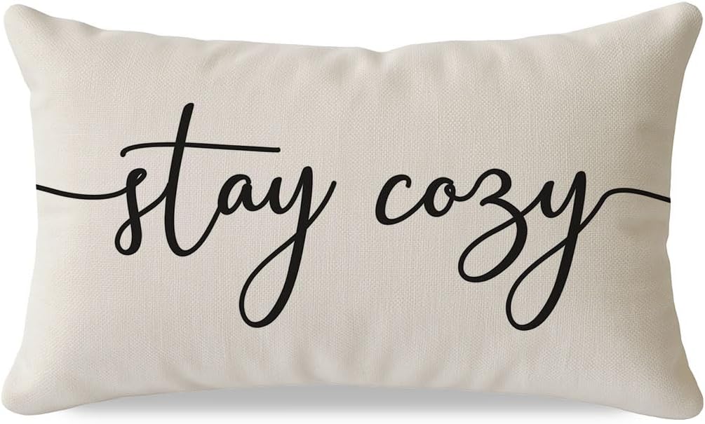 12x20 Inch Cozy PANDICORN Throw Pillow Cover Cream, Stay Decorative Lumbar Cushion Case for Couch Sofa Bed, Neutral