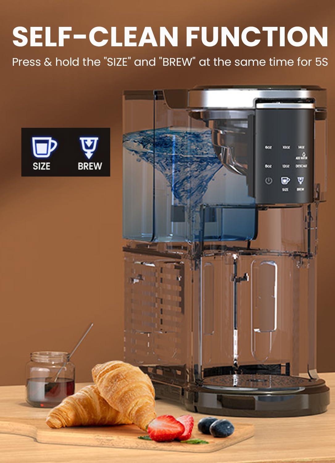 2 1 40 Oz 5 6-14 Oz, Electactic Single Serve Coffee Maker, in Kcup Pod & Ground Coffee Brewer, Removable Water Tank