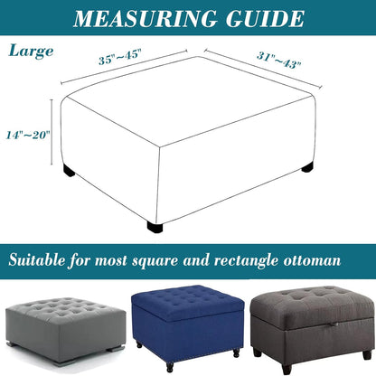 HFCNMY Ottoman Cover Square-Stretch Water Repellent Ottoman Cover -Thick Square Storage Foot Stool Covers with Elastic
