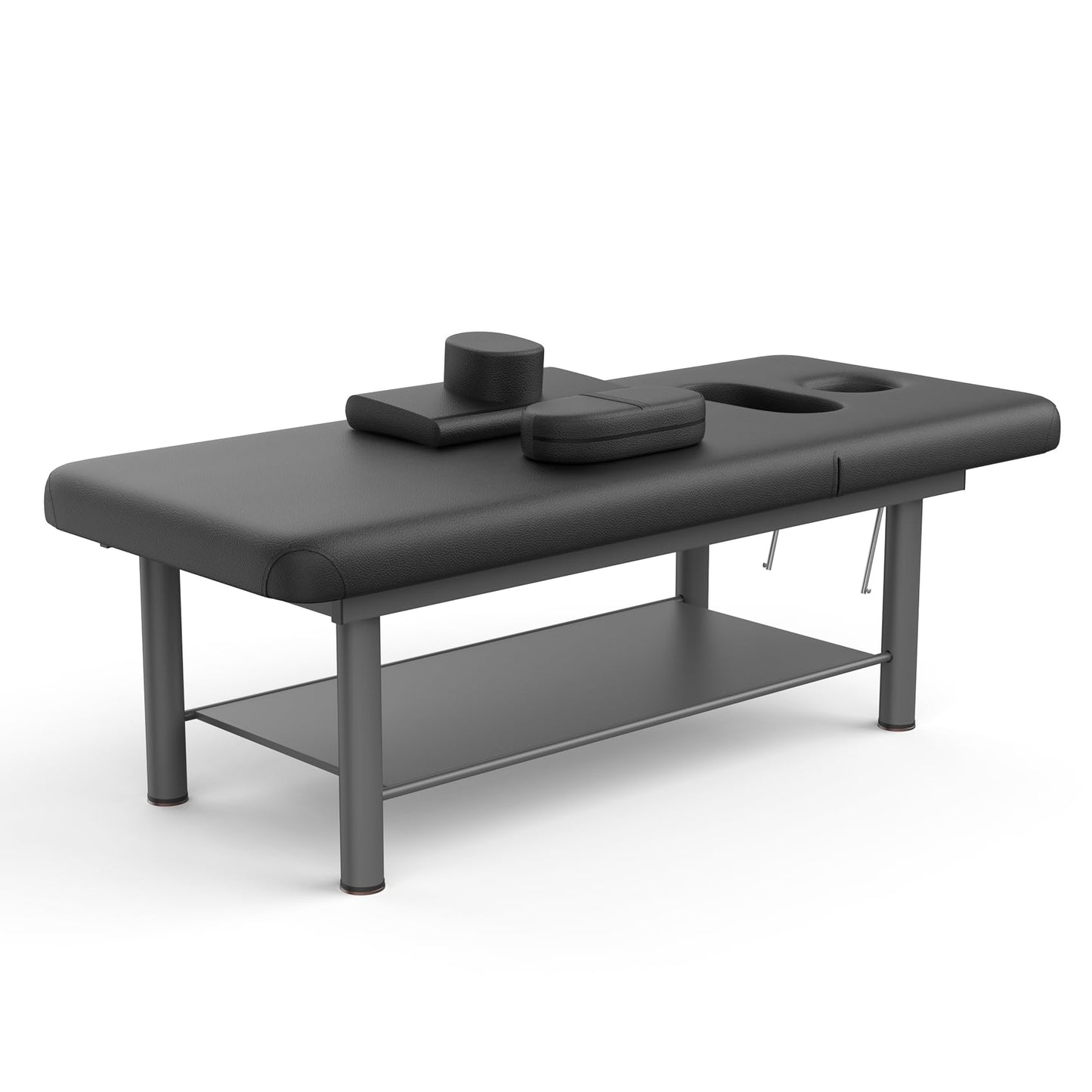 Dolonm Heavy Duty Professional Stationary Massage Bed with Backrest for Treatment Table Physical Therapy Table Spa Facial Bed, 31.5in Wide Table, Metal Frame PU Leather, Black Integral Structure