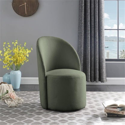 Meridian Furniture 528Green Hautely Collection Modern | Contemporary Boucle Fabric Upholstered Accent or Dining Chair with Rich Green Boucle Fabric, 24" W x 26" D x 35" H, Green