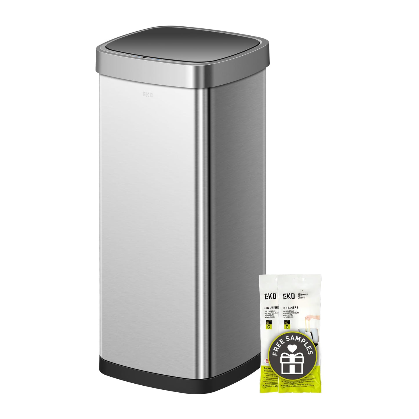 EKO EcoSmart Tall and Large Kitchen Trash Can, 80L/21.1G High Capacity, Touchless Soft Square Motion Sensor Garbage Can, Brushed Stainless Steel