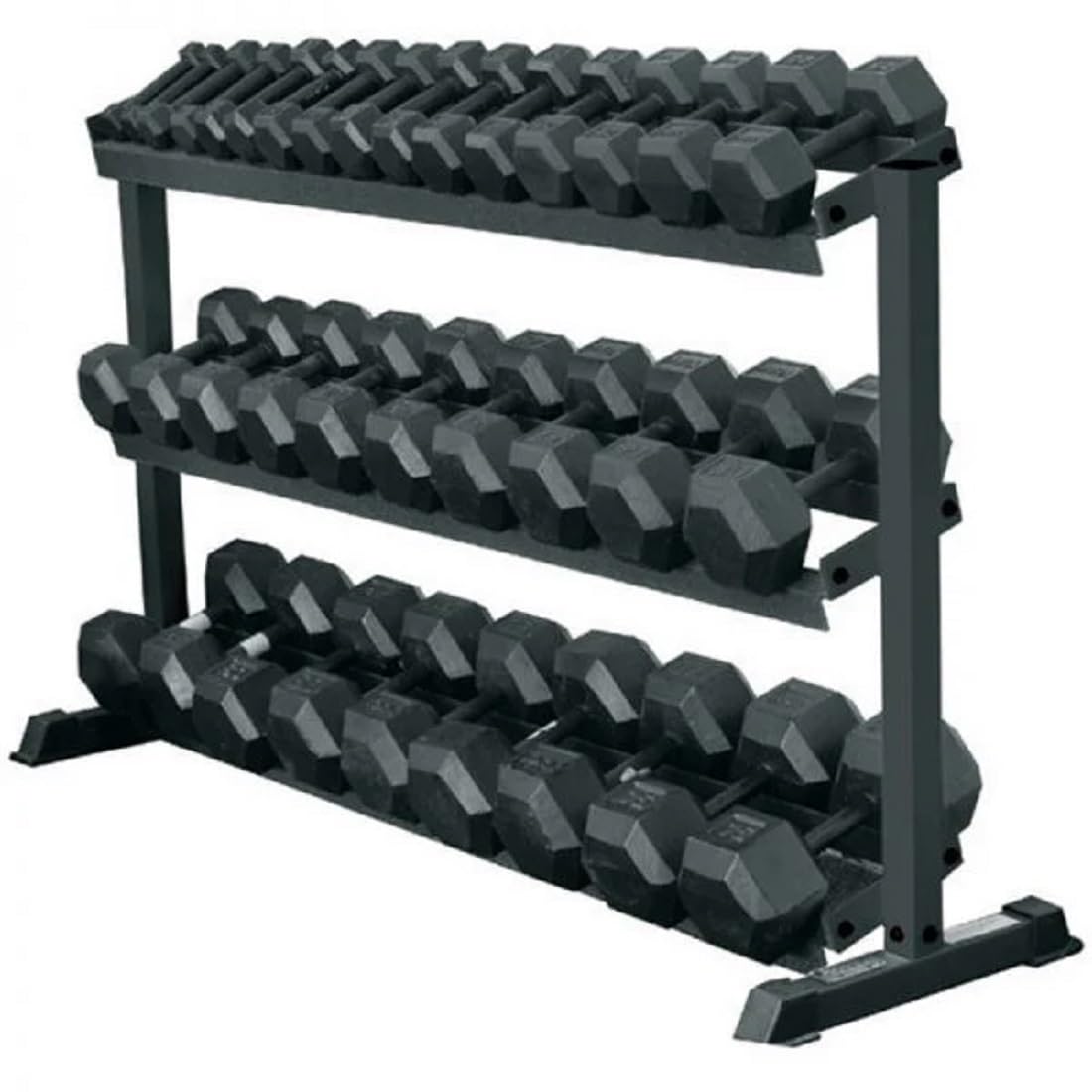 3-Tier Weight Rack for Home Gym | Heavy-Duty Weight Steel Rack for Hex Dumbbell & Freeweight Storage Organizer | Space Saving Dumbbell Storage Stand Holder for Commercial and Residential