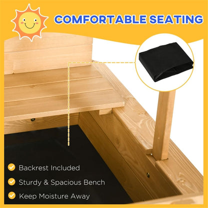 CARLIÉ Kids Wooden Sandbox with Cover for Backyard Garden,Sand Box with Adjustable Canopy,Kids Outdoor Play Equipment Sand Protection Bottom Liner