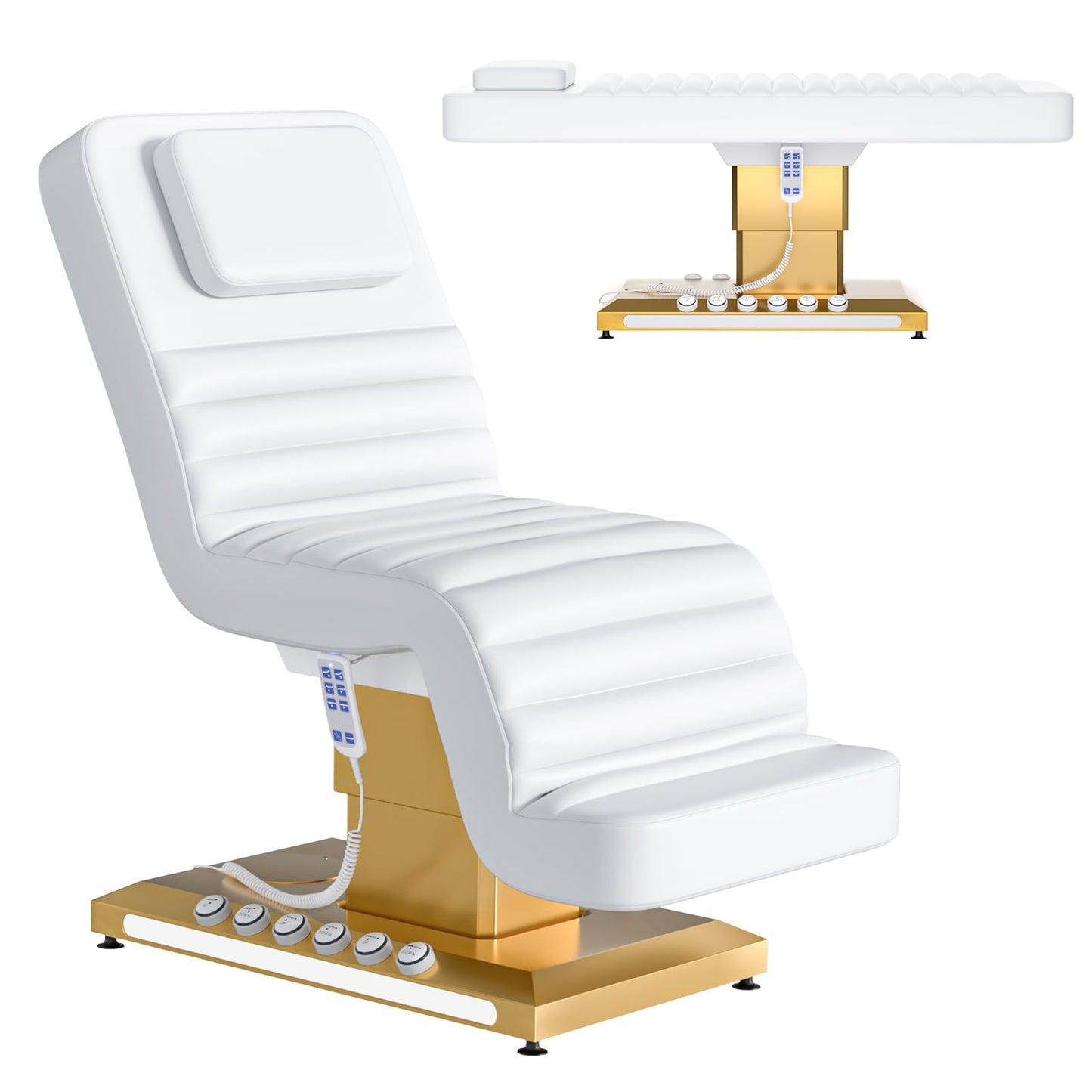 Zumic Professional Full Electrical Lift Massage Table for Esthetician with 5 Memory Foam, 3-Motors 200W Adjustable Tattoo Facial Beauty Bed with Remote Control for Podiatry Office Aesthetician